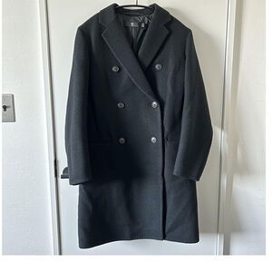 UNIQLO +J Jil Sander Double Face Double Breasted Coat Women Size S Black Wool